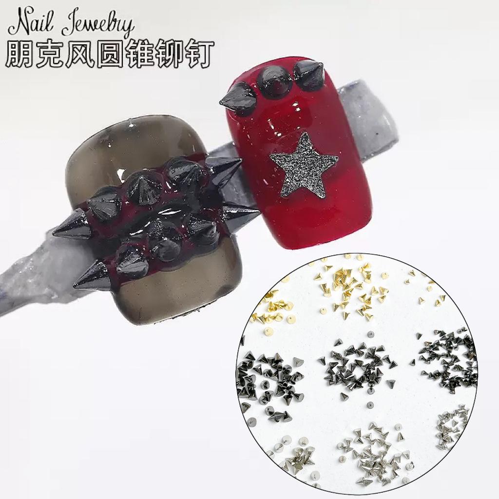 Punk Style Alloy Rivet Nail Art Decorations 3D Pointed Cone Large Medium Small Nail Decorations DIY Accessories