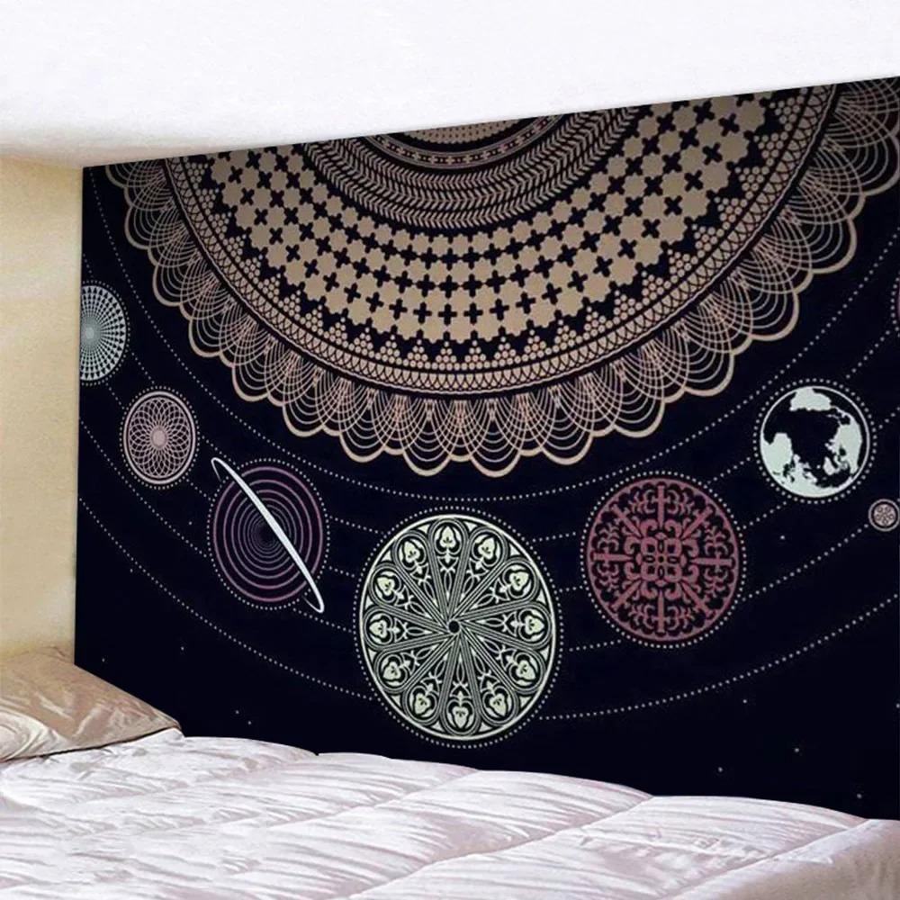 Bohemian Indian Mandala Hippie Psychedelic Peacock Mandala Wall Hanging Fitted Sheet Tapestry Wall Tapestry