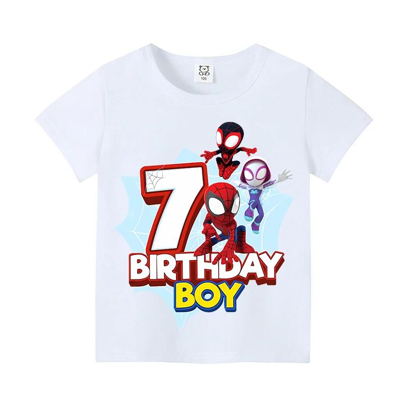 New Short Sleeve Marvels SpiderUnisex Kids Tshirt Number 19 Cartoon Figure Printed Tshirt Birthday Party Wears 100Cotton Tee