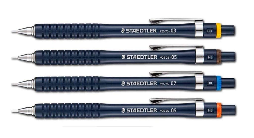 Staedtler Drafting Mechanical Pencils, 0.3mm, 0.5mm, 0.7mm, 0.9mm, 925-75-03, 05, 07, 09, Set of 4