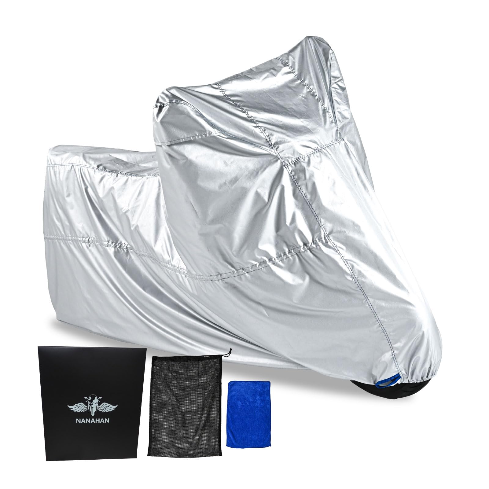

NANAHAN Motorcycle 300D Equipped with a Storm Guard and with Made in Available in 4 Silver Cover, Thick, Belt, Waterproof, Water-Repellent, Windproof,