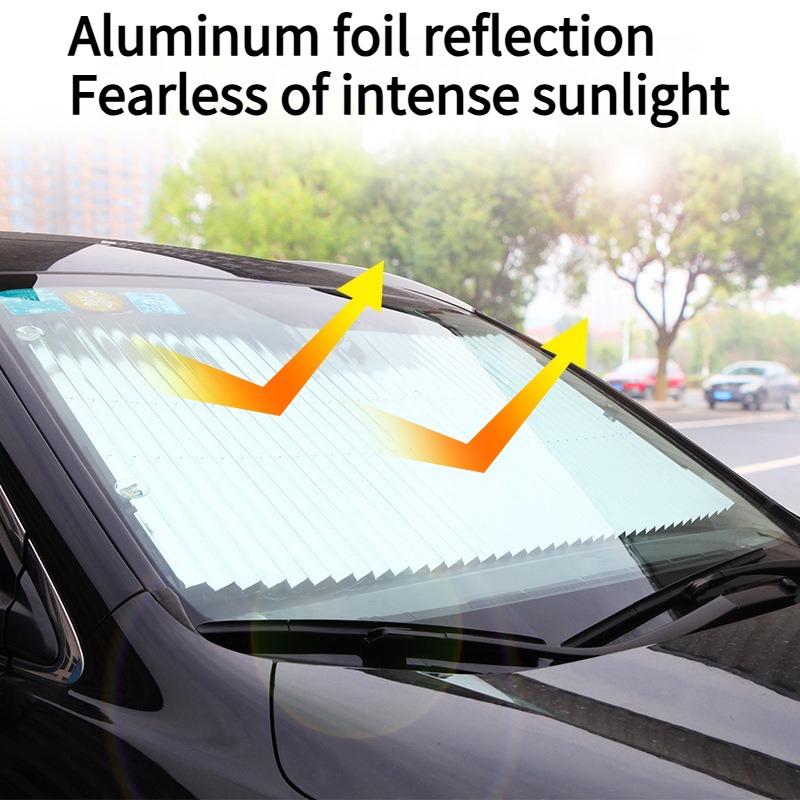 1PC car sunscreen sunshade insulation sunshade rear gear windshield summer supplies rear gear automatic telescopic sunshade