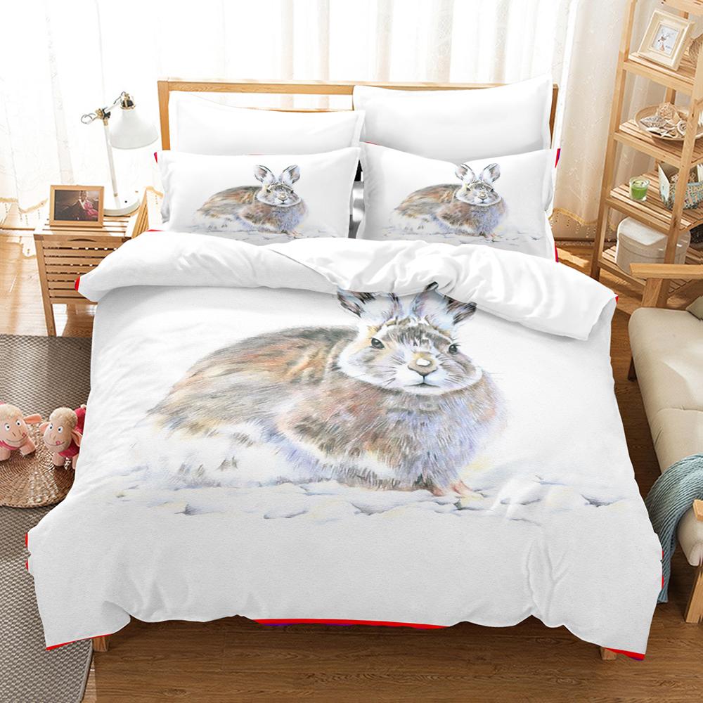 3D Cartoon rabbit Bedding Sets Duvet Cover Set With Pillowcase Twin Full Queen King Bedclothes Bed Linen