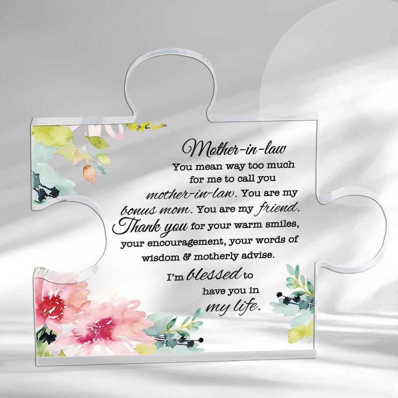 

Mother-in-Law Appreciation Decorative Puzzle Piece Sign - Sentimental Birthday & Christmas Gift Plaque for Mother-in-Law - Versatile Home & Classroom 10*10cm