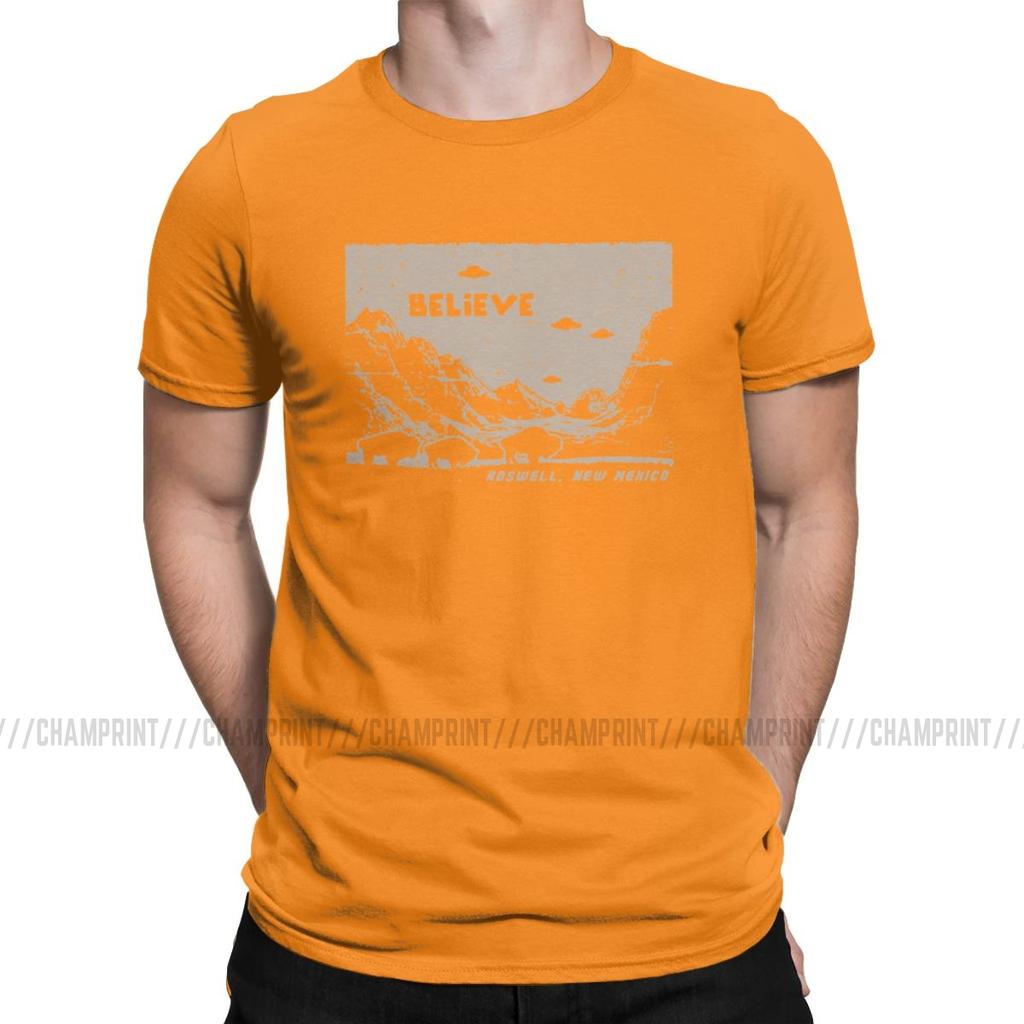 Ufo Flying Saucer T Shirts For Men Pure Cotton Funny T Shirt Round Collar I Want