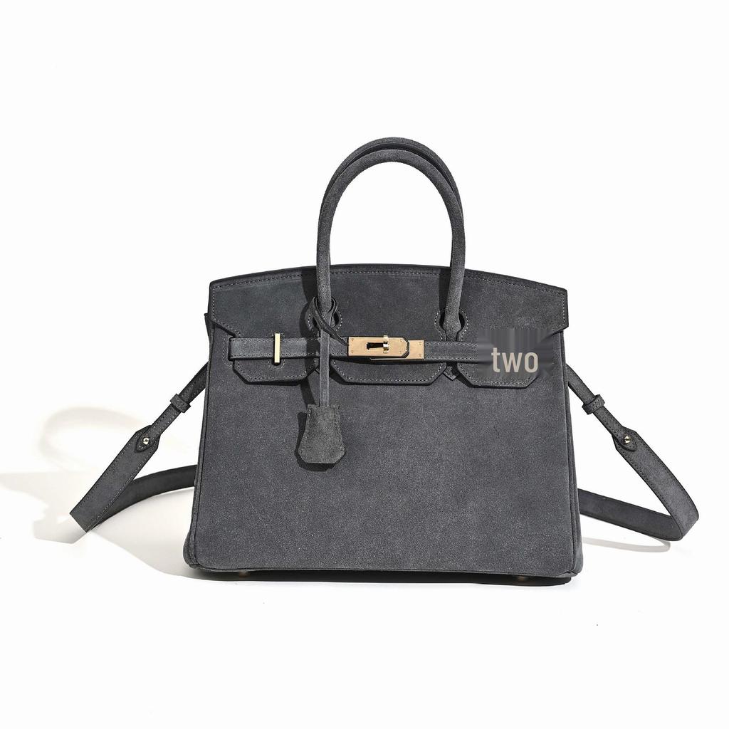 2025 Herbst/Winter Damen Echtes Leder Rindsleder Wildleder Platin Große Kapazität Schulter- und Umhängetasche