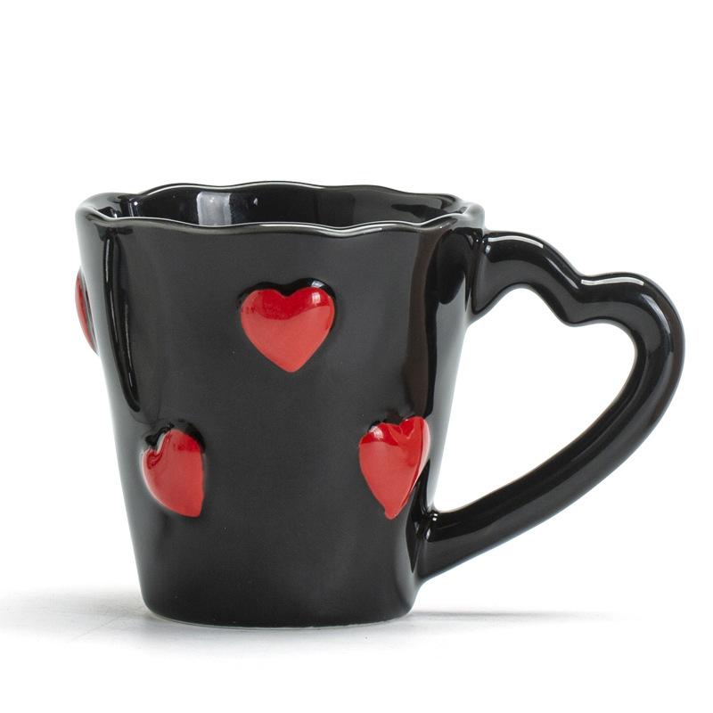 Cute Cartoon Love Handle Ceramic Mug for Milk Coffee Hand Painted Design