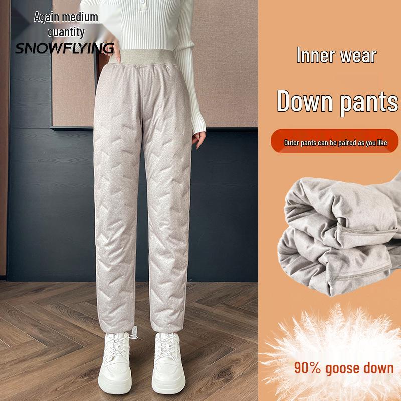 Women's Winter Goose Down Liner Pants - Thick, Warm, Cold-Proof Inner Wear