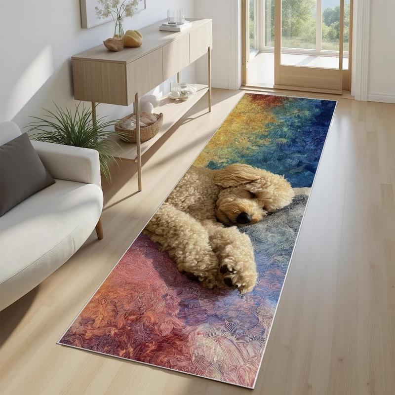 Wild Horses Galloping Runner Rug Dramatic Running Herd of Horses Non Slip Long Floor Mat Equestrian Western Art Design Carpet