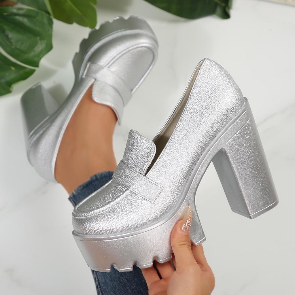 Fashion 2025 New Thick Soled High Heels Daily Luxury Women Solid Color Temperament Mary Jane with Follow-up Shoes Retro Le Fu Shoes
