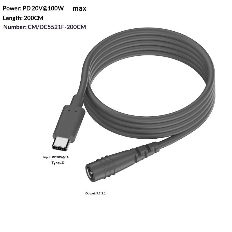 Type-C To Dc F/Dc To Dc Fast Charging Power Cable For Mini Outdoor Waterproof 20V 2/3/5M For Mini Power Cable