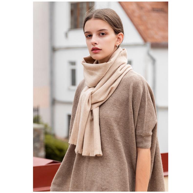 Autumn and Winter New Wool Solid Color Scarf Short Beard Warm Soft Comfortable Men's and Women's Red