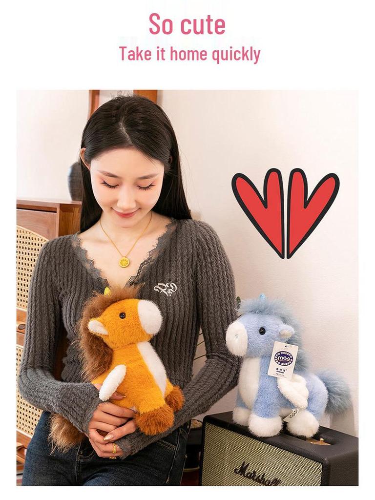 Nicole Pony Plush Doll: Cute Mustang Figurine and Sleeping Pillow for Kids