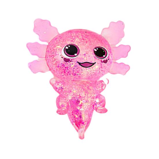 Glittery Salamander Squeeze Toy Soft Slow Rebound Stress Relief Fidget with Transparent Glitter Cute Decompression Gift розовый