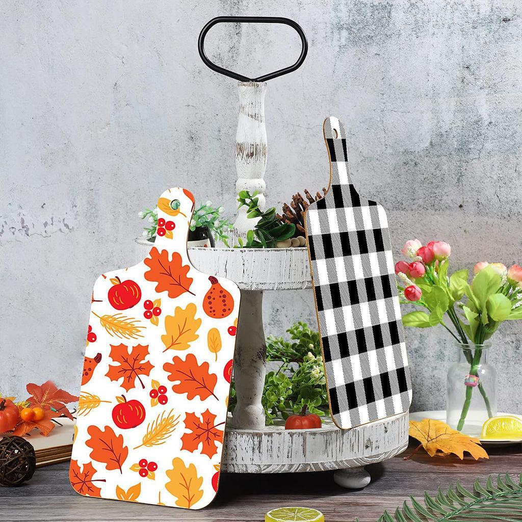 Unfinished Wooden Cutting Board with Handle for DIY Thanksgiving and Christmas Kitchen Crafts