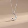 S925 Sterling Silver Star & Moon Necklace for Women - Japanese & Korean Design, Micro-Inlaid Clavicle Chain, Trendy Pendant.