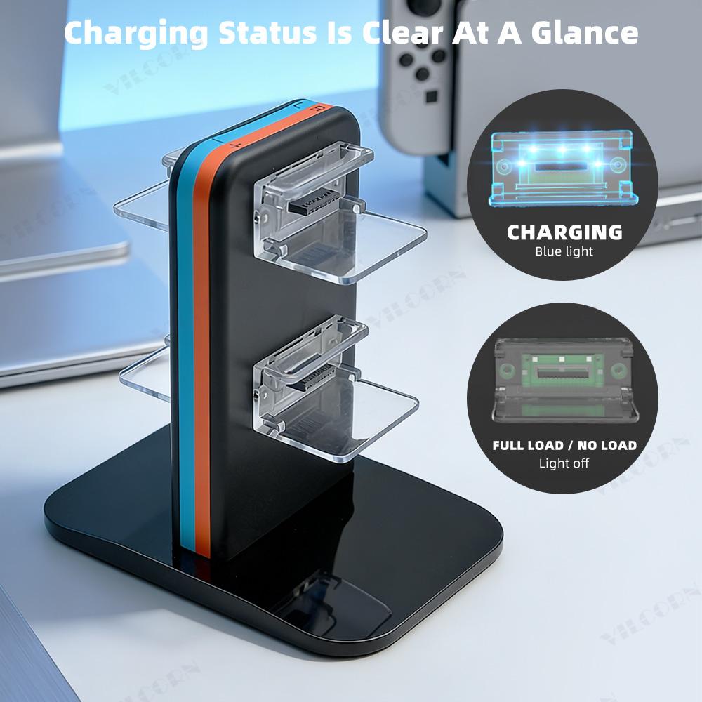 4-in-1 Charging Dock for Switch 2 Compatible Joy-Con Controllers, Compact Controller Charging Station