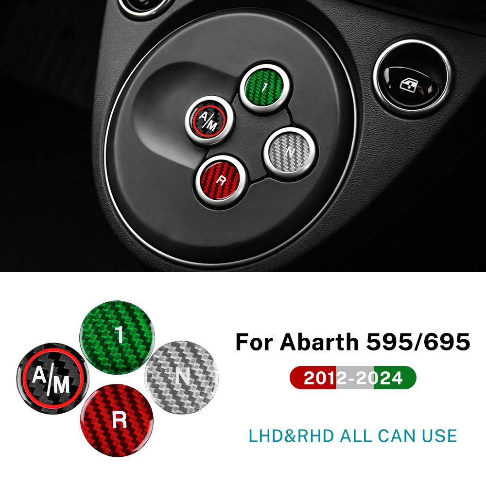 Tricolor Dry Carbon Fiber Sticker For Abarth 595 695 2012-2017 2018 2019 2020 2025 2025 2025 2025 Automatic Gear Shift Button