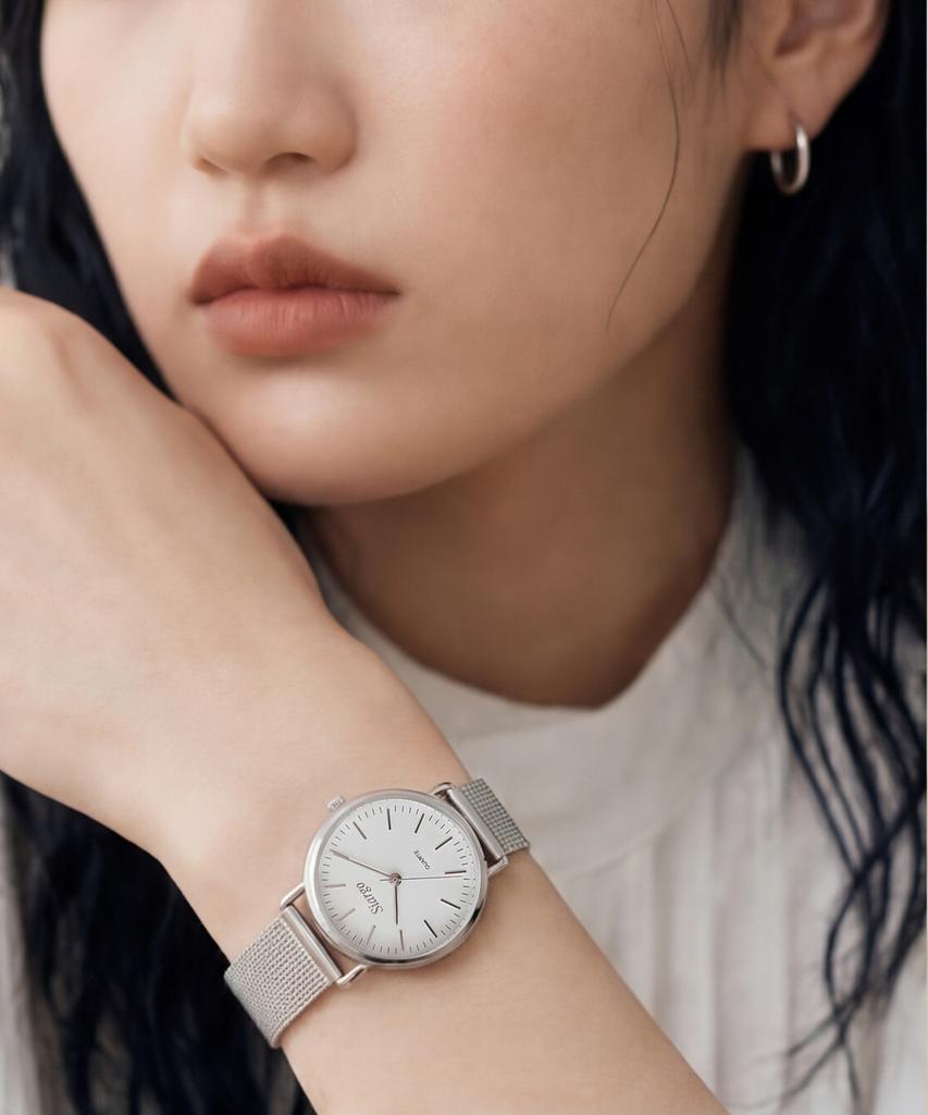 Sialeugo Sg-002S-Sw Caper Collection Women'S Steel Metal Mesh Wristwatch