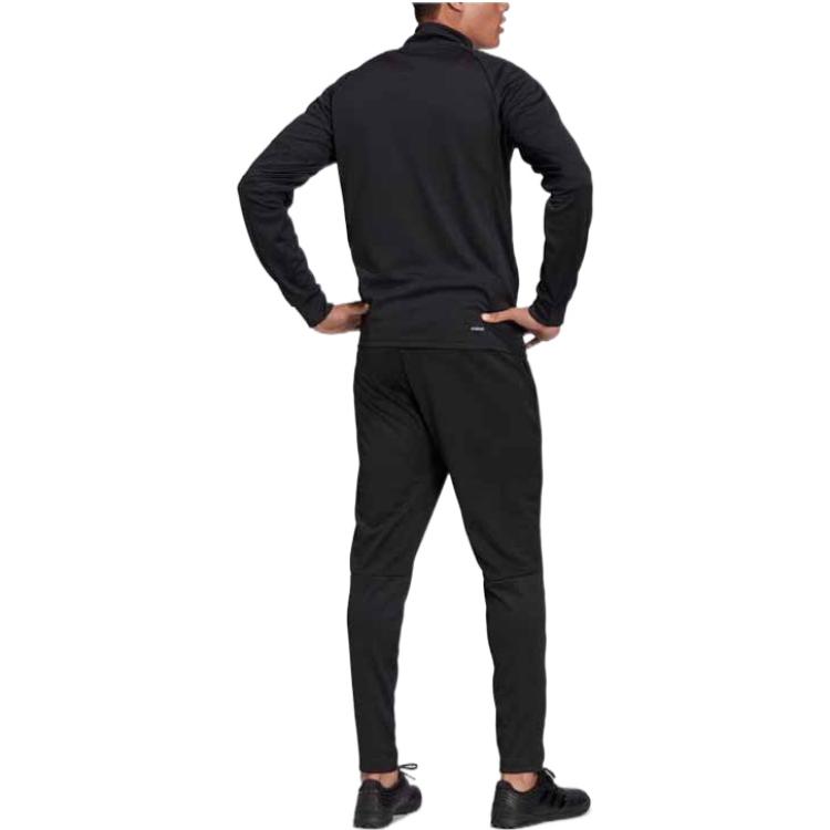 adidas Conjunto de Chaqueta con Cremallera y Estampado de Logo a Rayas y Pantalones Deportivos de Pierna Recta para Hombre Conjunto Negro Gris H28916