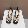 Retro new Chinese style 2025 spring new low-heeled women's shoes square head single shoes women's beanie shoes flat loafers