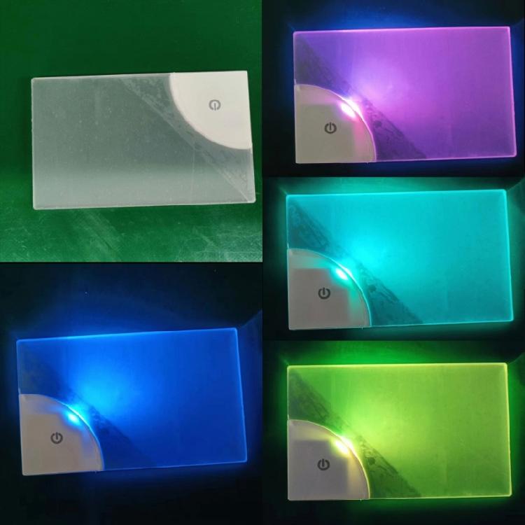Pocket Sized LED Card Lamp Nameplate Light with Rainbow Effects for Business Professionals Transparent Name Tag Board