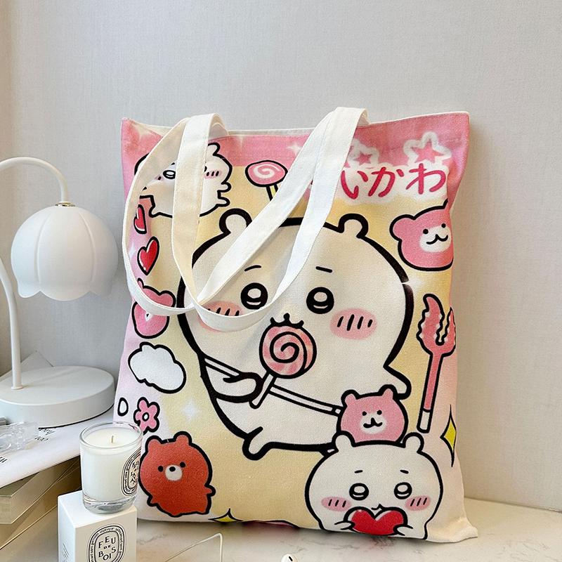 Chiikawa Canvas Bag Kawaii Anime Cute Hachiware Usagi Student Outdoor Cartoon Cosmetics Handbag Book Storage Bag Toy Girls Gifts
