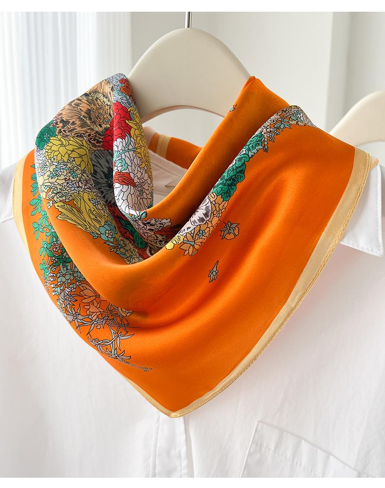Women 100 Percent Mulberry Silk Multifunctional Square Neck Scarf For Spring Summer