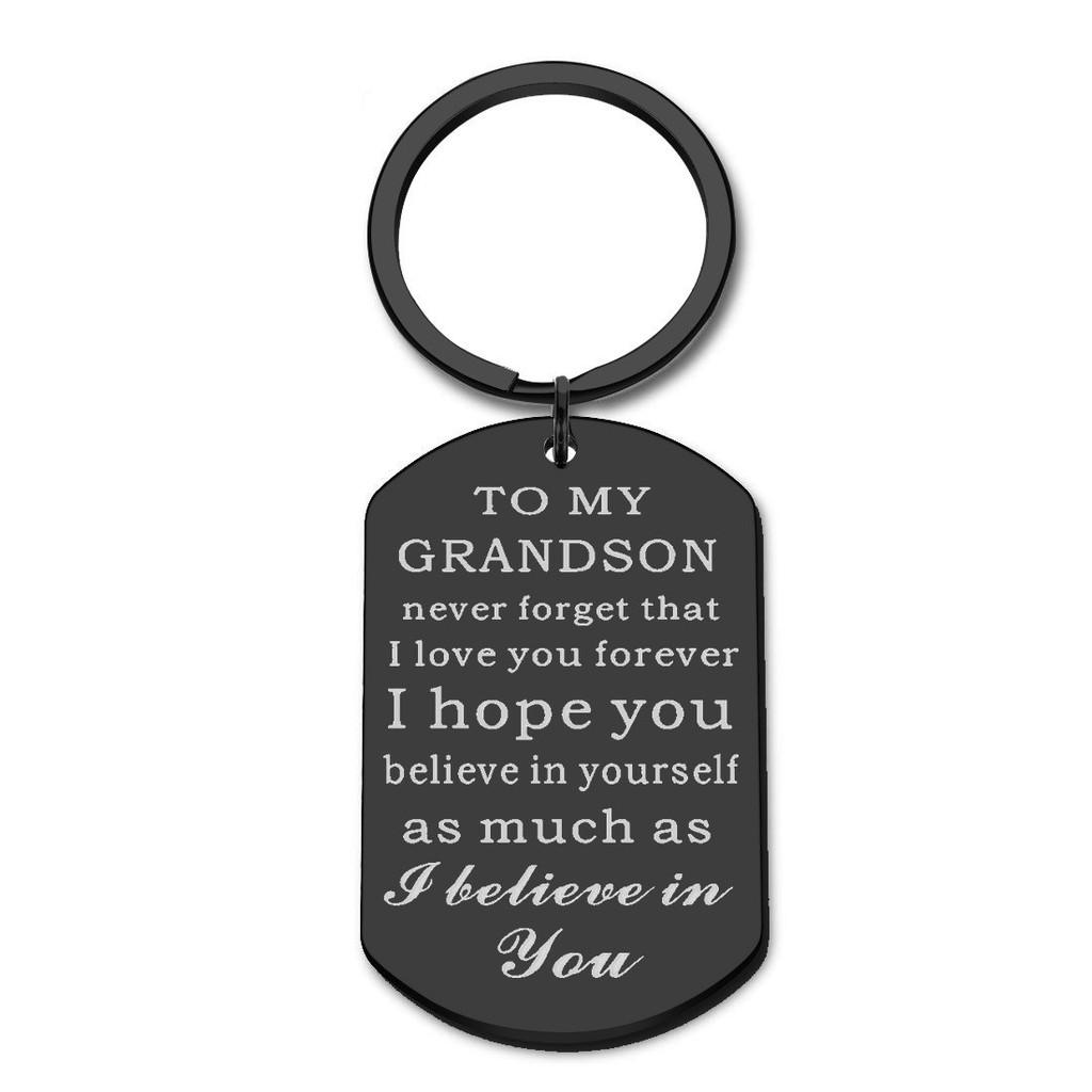 

И Стильный Гладкий Брелок из Нержавеющей Стали для Внука Задумчивый Подарок на Любое Событие Black