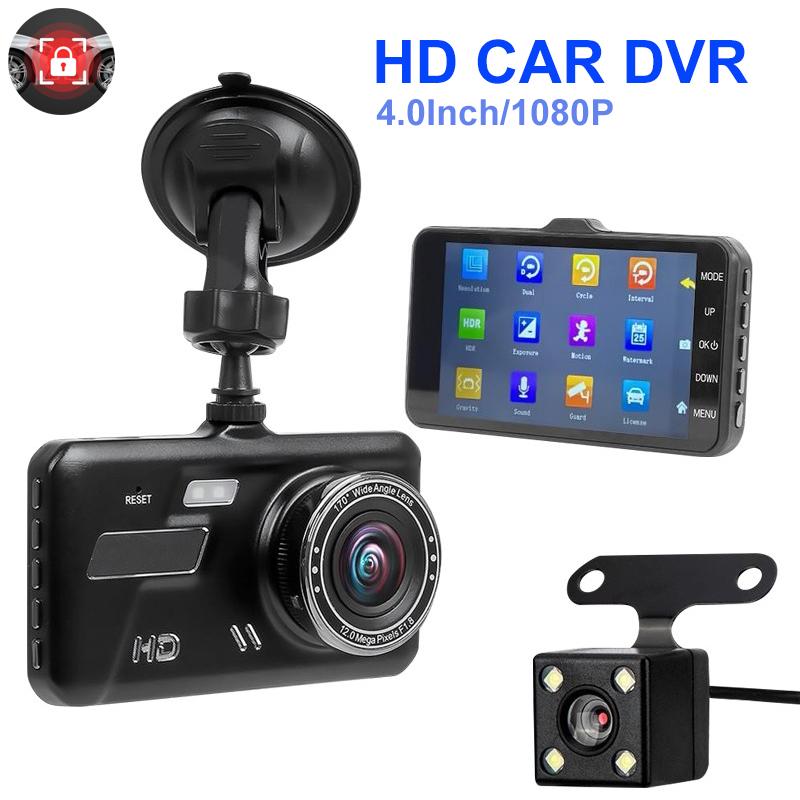 

1080P передний и задний двойной объектив для записи вождения с мониторингом парковки широкоугольный 4-дюймовый сенсорный экран автомобильный видеорегистратор