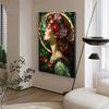 Beautiful Woman Floral Stained Glass Canvas Posters Canvas Print Art Painting Gothic Woman Flowers Wall Art Mural for Home Decor
