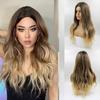 Μακριές καφέ Ombre συνθετικές περούκες για γυναίκες Φυσικά μαλλιά κυματιστές περούκες μεσαίου μέρους Γυναικεία περούκα Cosplay ανθεκτικές στη θερμότητα περούκες από ίνες