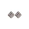 Black & White Checkered Earrings with Retro Bow and Geometric Design