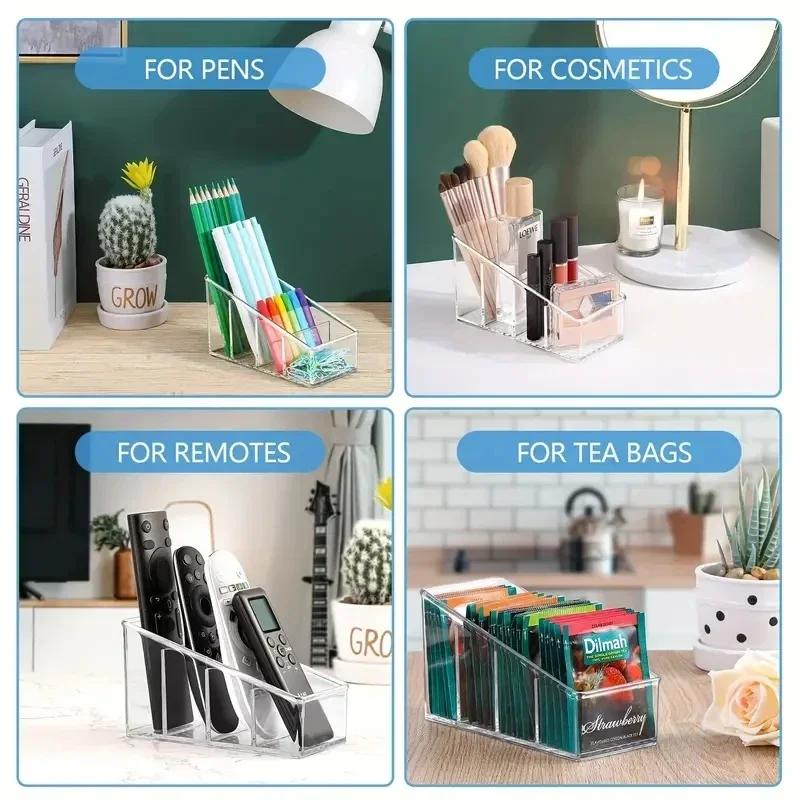 Romote Control Holder with 4 Compartments Clear Romote Holder Home Decor Kitchen Acccessories Make Up Orangizer Dropshipping