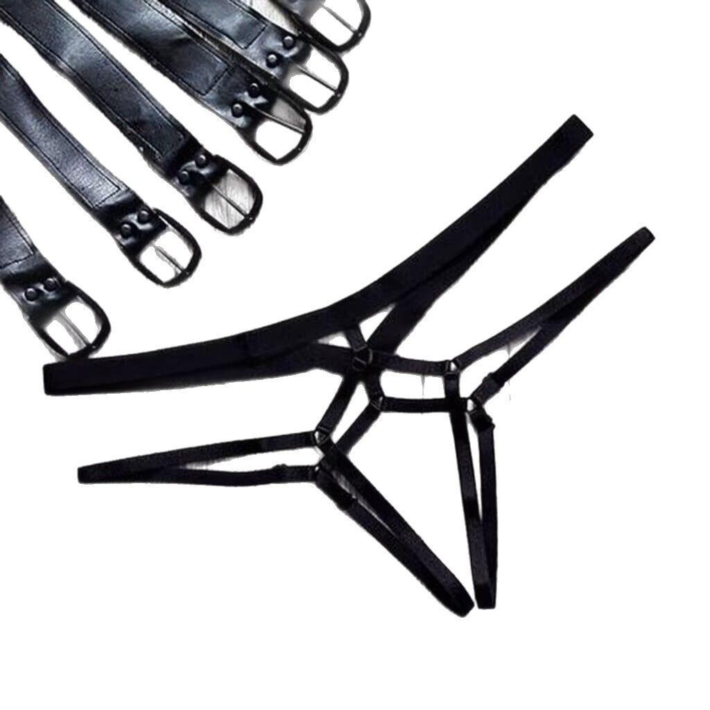 Strappy Quick-Release Open Crotch Lingerie with Cock Ring and Transparent Thong