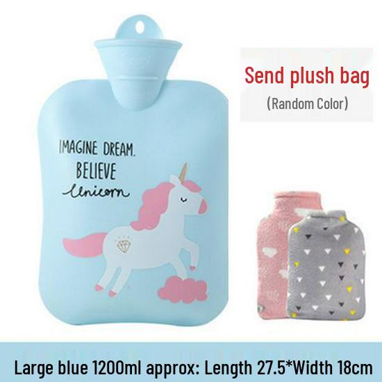 PVC Cartoon Plush Hot Water Bottle - Removable, Washable, Explosion-Proof Hand and Foot Warmer