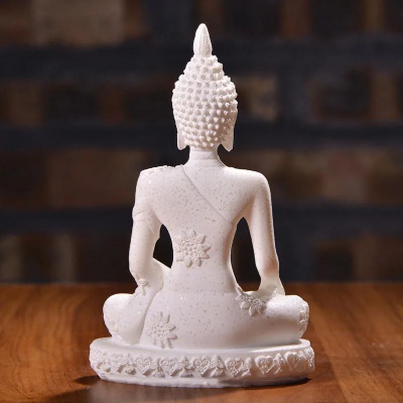 Statuie Buddha din gresie 11cm Sculptură Buddha Așezat Figurine Decor Vintage pentru Casă