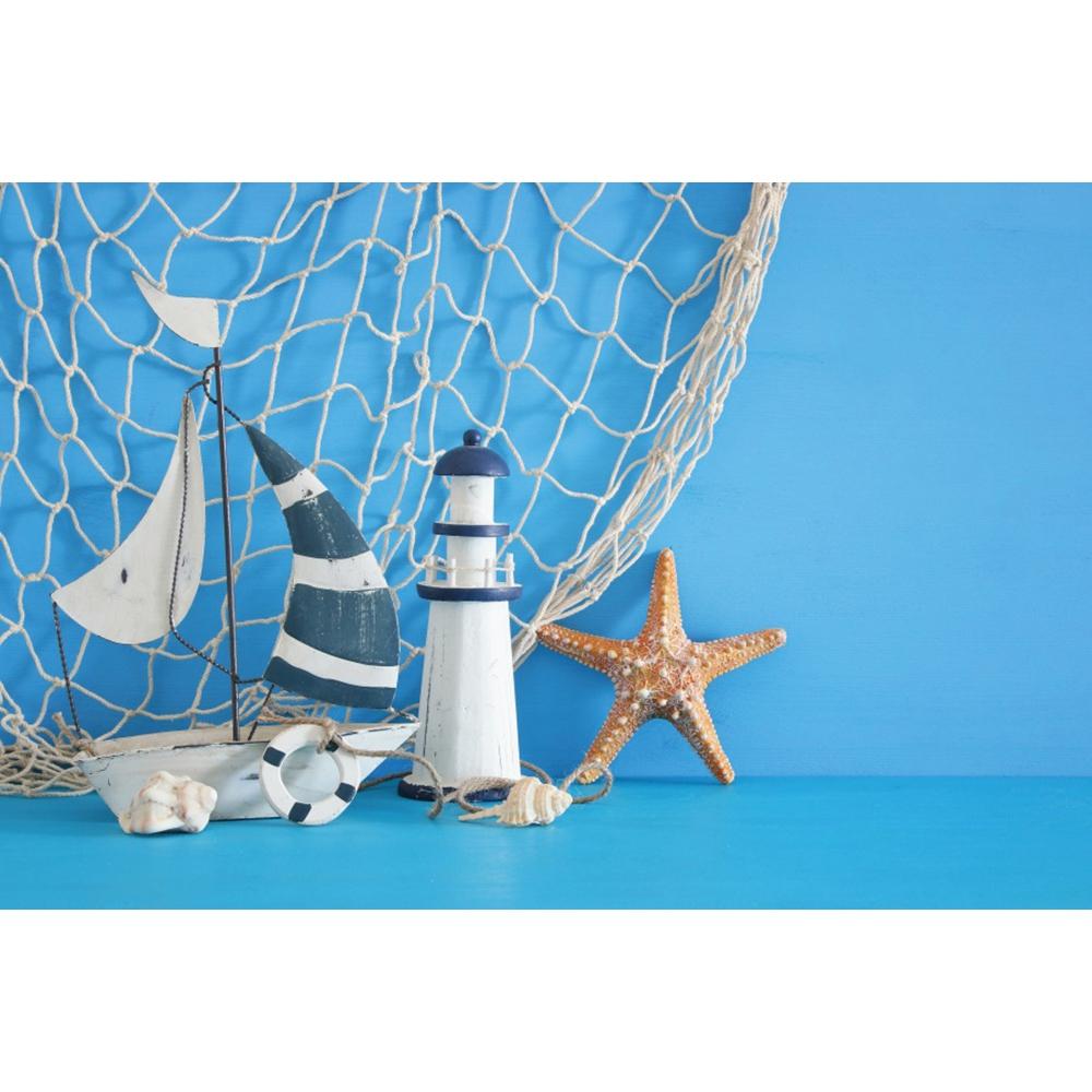 Timone Nautico Stella Marina Sfondo 1° Compleanno Tavola di Legno Barca Mare Spiaggia Tema Sfondo Fotografia Bambino Studio Fotografico