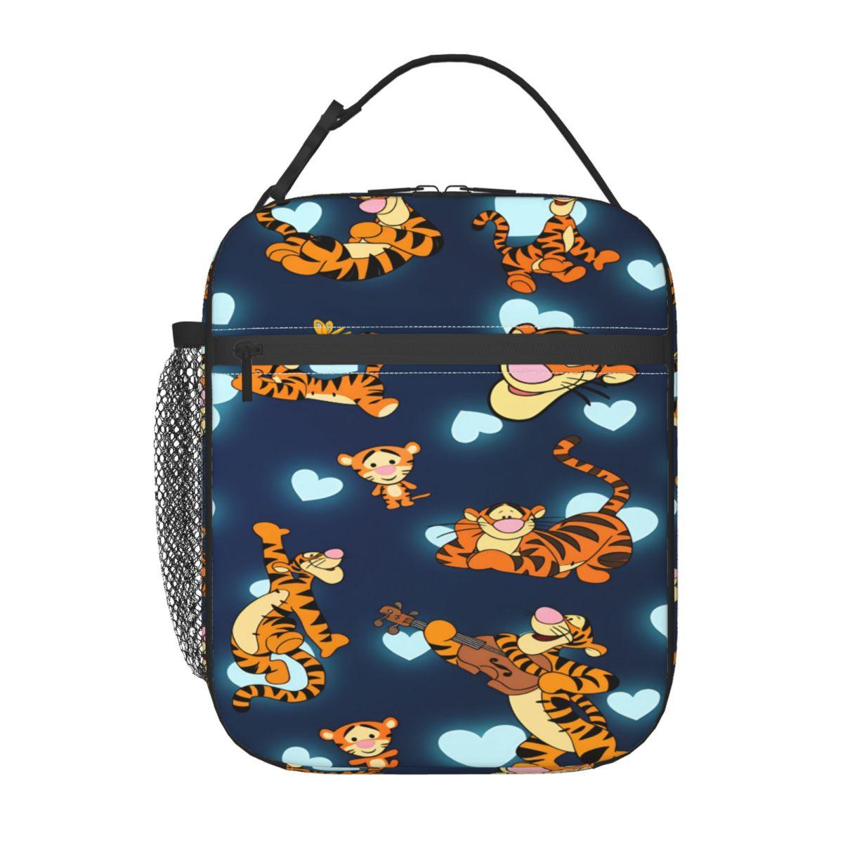 Winnie The Pooh Tigger Lunch Bag Portable Zipper Lunch Box Women Travel Print Cooler Bag Vintage Oxford Tote Food Bags One Size