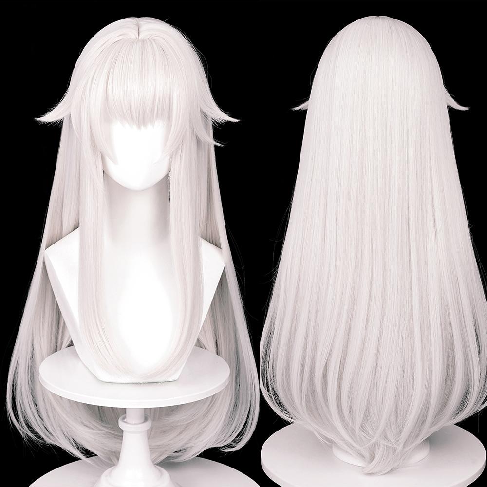 MSIWIGS Game Cosplay Wigs Synthetic Long Straight White Hair Heat Resistant Wig for Halloween Party