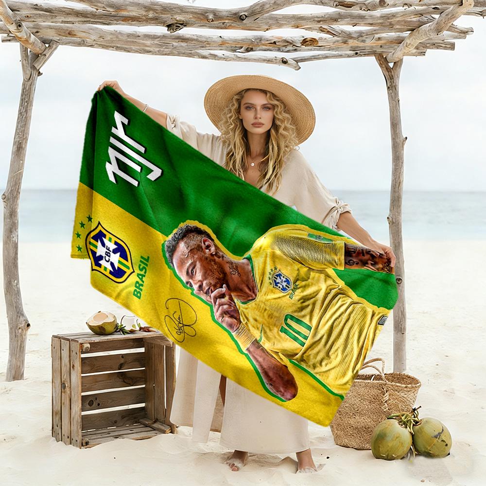 Asciugamano da Spiaggia Giocatore di Calcio Brasiliano Alta Assorbenza & Asciugatura Rapida Confortevole Leggero Perfetto per Viaggiare Yoga Campeggio e Nuoto