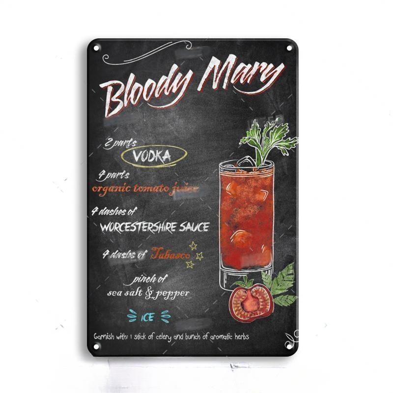Vintage Metal Tin Sign Decorations Gin & Tonic Cocktail Plate Decorative Poster Plaque Bar Kitchen Home Wall Decor 8 X 12 Inch
