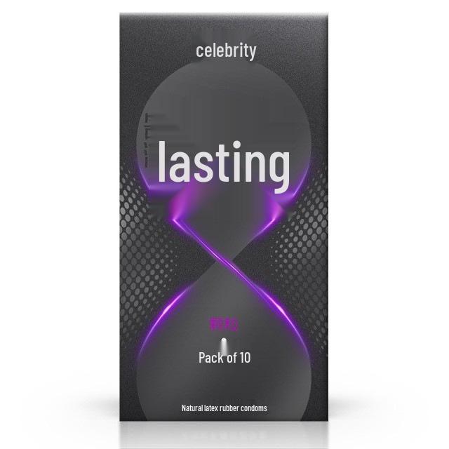 Celebrity Ultra-Thin Condoms: Dynamic Particle Design, Threaded, Stylish, Smooth, 0.02mm, Lubricated for Enhanced Sensation.