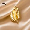 Metal Shirt Pin Irregular Leaf Alloy Brooch Pin, Silver Golden Plated Leaves Lapel Clothing Jewelry Accessory for Women Men Elegant