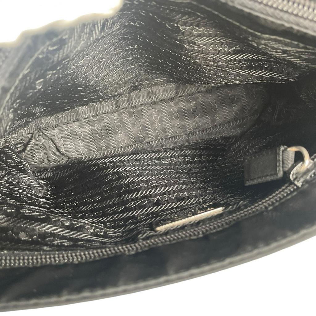 Prada Triangular Logo Handbag Black Women Used
