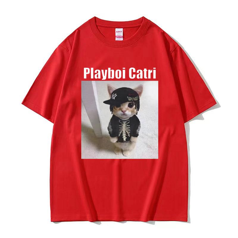 Playboi Carti Cute Cat Meme Funny Narcissist Opium Tshirt for Men Women Hip Hop Fashion T Shirt Casual Cotton Oversized Tshirts