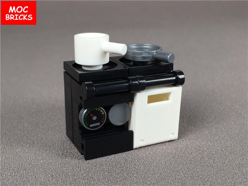 Set  MOC Bricks Coffee Cupboard Microscope Toilet Air Conditioner Desk Educational Building Blocks Toys Kids Gifts