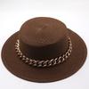 New Flat Top Top Hat Straw Hat Ladies Summer Beach Hat Shade Sunscreen Resort Seaside Hat Flat Brim Jazz Hat