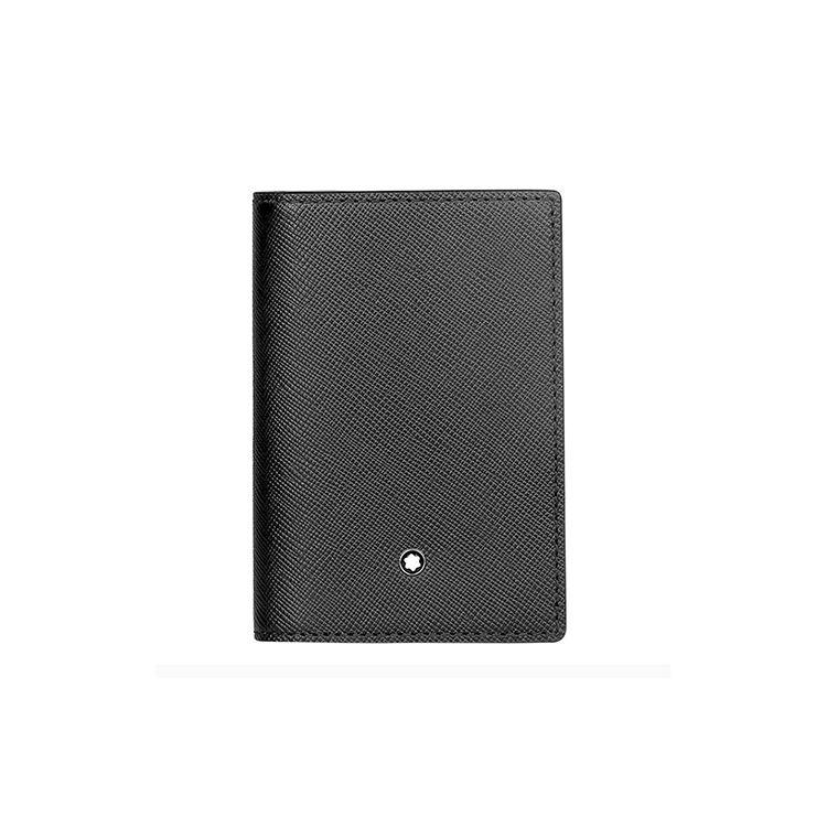 Montblanc Meisterstück Simple Fashion Double Fold Leather Business Card Holder Wallet Men wallet Black 113223 Box(Basic Set+Box)