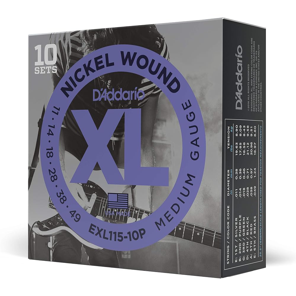 D Addario XL Nickel Electric Guitar Strings .011-.049 Blues Jazz Rock 10 Set Pack EXL115-10P
